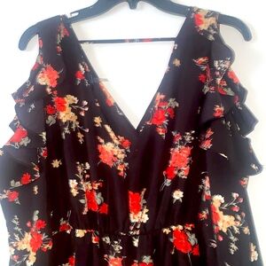 Soprano Multi Colored red and black cold shoulder like new dress size M